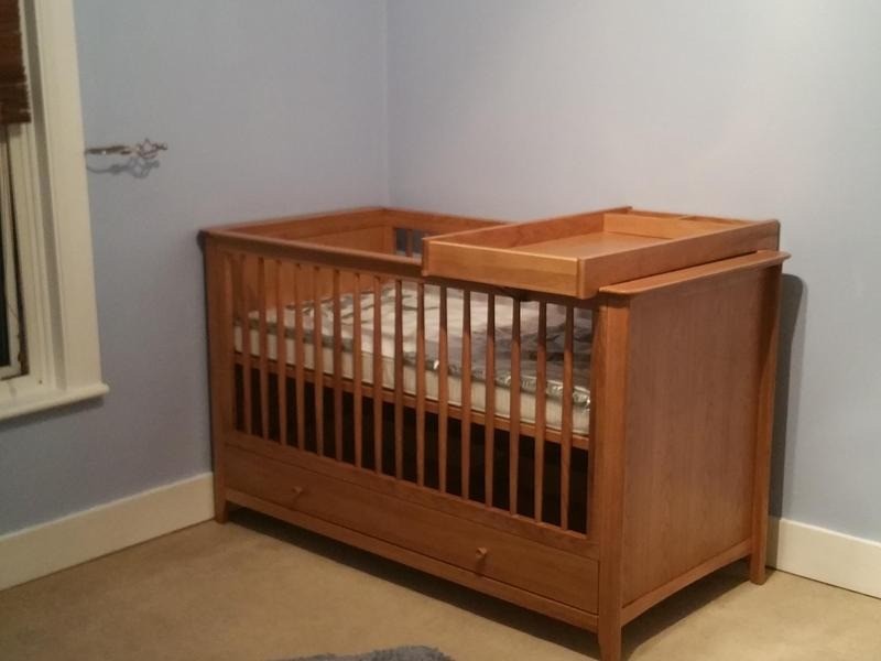 oak baby crib with changing table